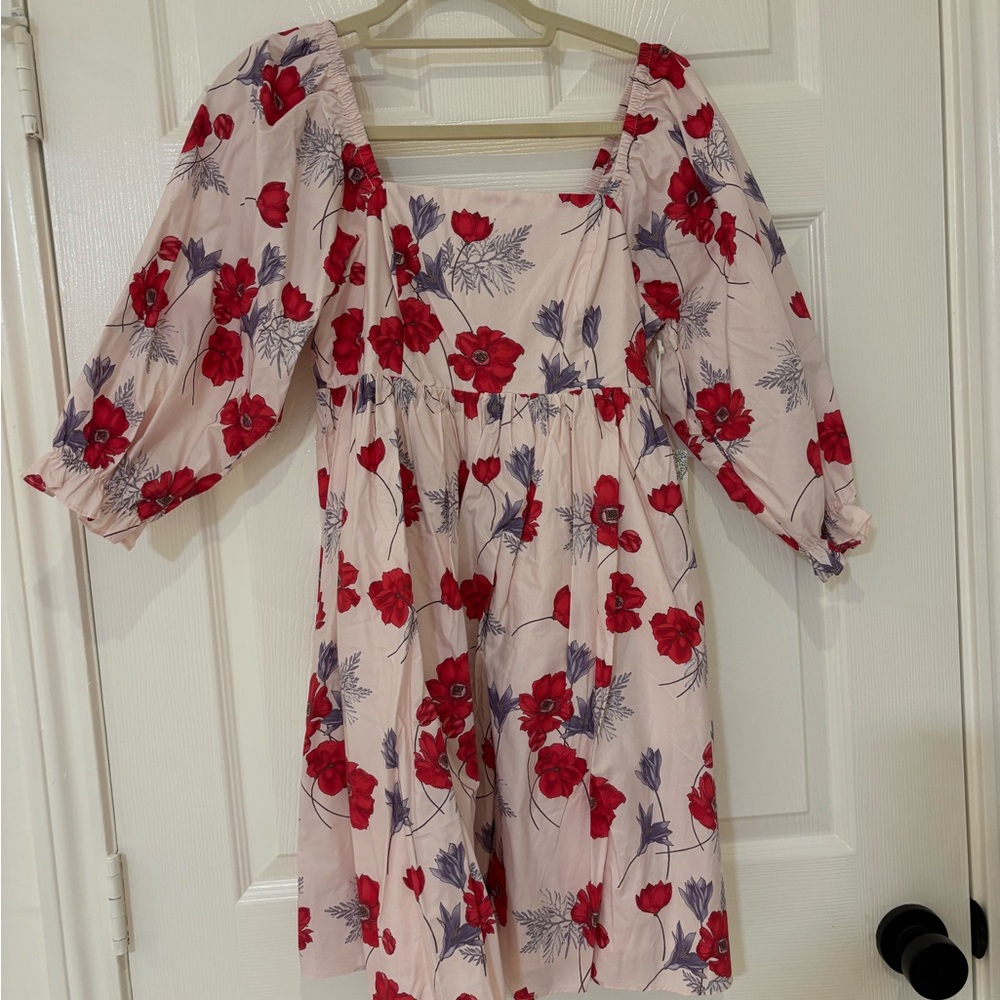 Floral Mini Dress with Red and Purple Accents
